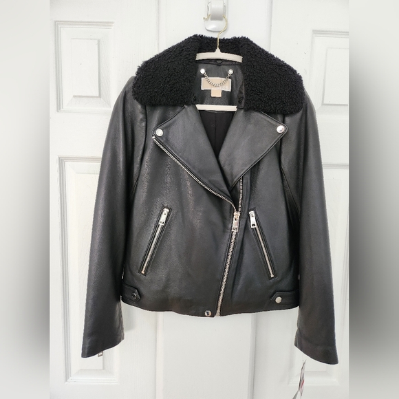 Michael Kors Leather Moto Jacket - Picture 2 of 5